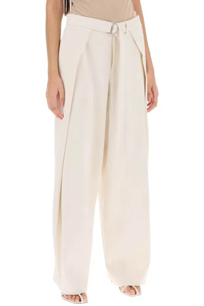 Shop Ami Alexandre Mattiussi Wide Fit Pants With Floating Panels In Bianco