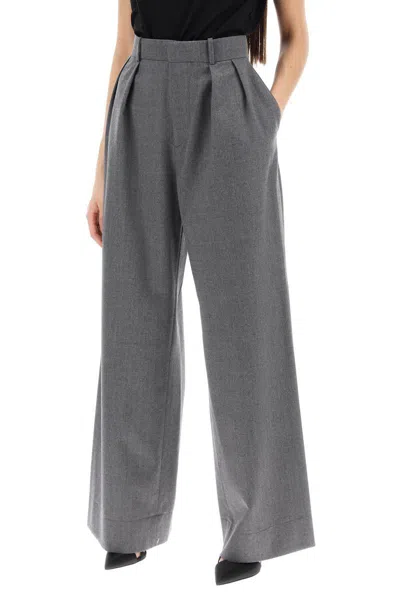 Shop Wardrobe.nyc Wide Leg Flannel Trousers For Men Or In Grigio