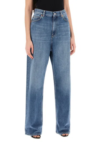 Shop Valentino Wide Leg Jeans In Blu
