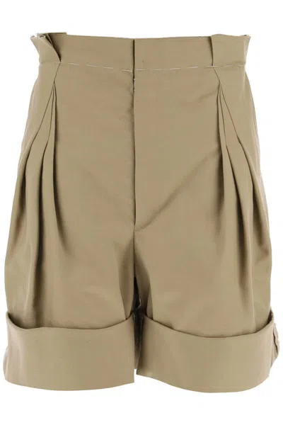 Shop Maison Margiela Wide-legged Chino Bermuda Shorts With In Beige