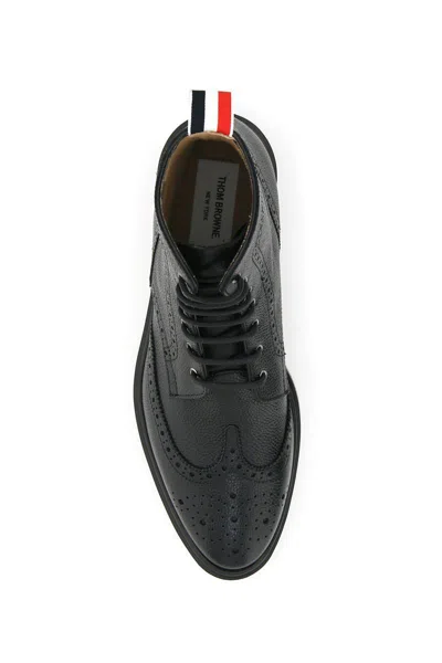 Shop Thom Browne Wingtip Brogue Ankle Boots In Nero