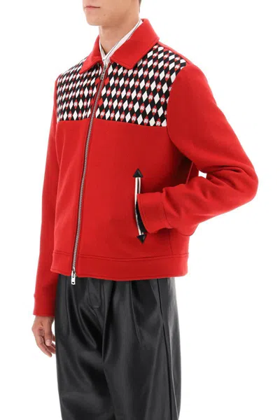 Shop Amiri Wool Blouson Jacket With Embroidered Yoke In Rosso