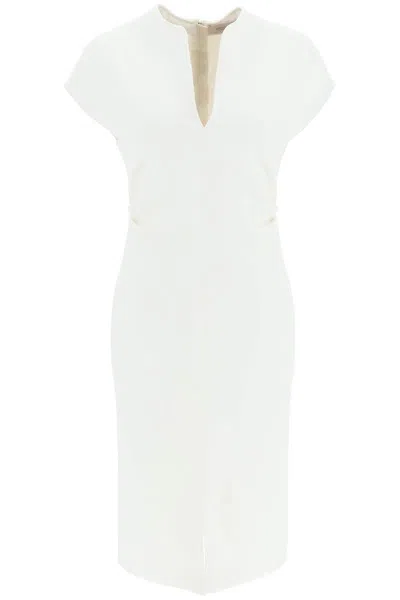 Shop Agnona Wool Crepe Sheath Dress In Bianco
