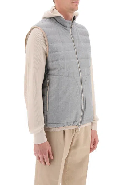 Shop Brunello Cucinelli Wool Down Vest In Grigio