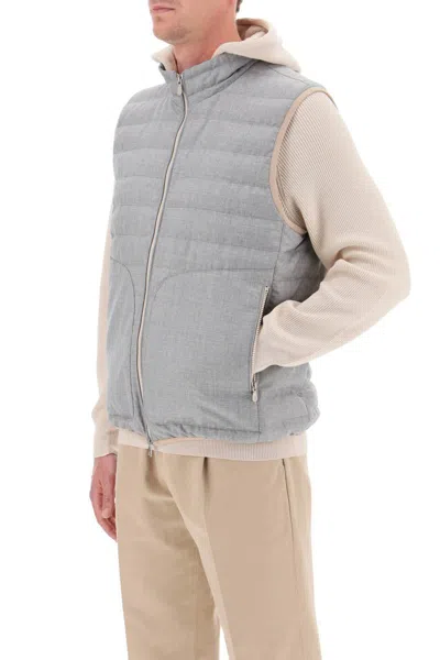 Shop Brunello Cucinelli Wool Down Vest In Grigio