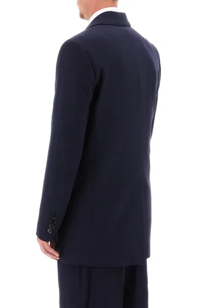 Shop Ami Alexandre Mattiussi Wool Serge Double-breasted Blazer In Blu