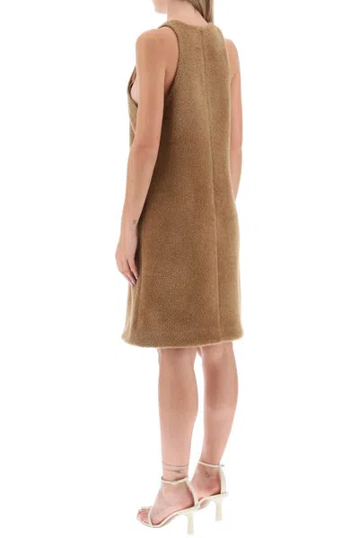 Shop Totême Wool Teddy Mini Dress In Beige