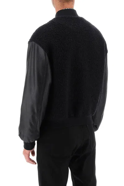Shop Dolce & Gabbana Wool Teddy Bomber Jacket In Nero