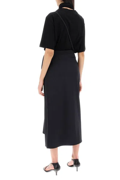 Shop Lemaire Wool Wrap Skirt With Pockets In Nero