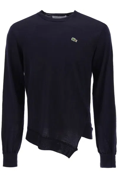 Shop Comme Des Garçons X Lacoste Bias-cut Sweater In Blu