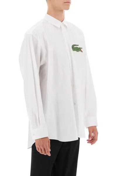 Shop Comme Des Garçons X Lacoste Oversized Shirt With Maxi Patch In Bianco