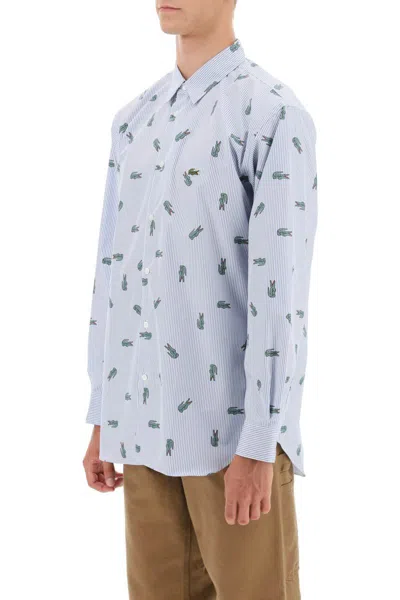 Shop Comme Des Garçons X Lacoste Oxford Shirt With Crocodile Motif In Bianco