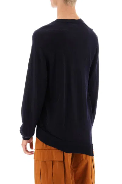 Shop Comme Des Garçons X Lacoste Bias-cut Sweater In Blu