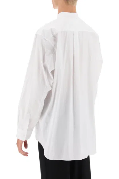 Shop Comme Des Garçons X Lacoste Oversized Shirt With Maxi Patch In Bianco