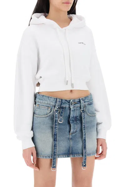 Shop Off-white X-ray Arrow Cropped Hoodie In Bianco