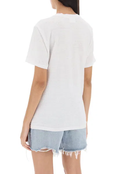Shop Isabel Marant Étoile Zewel T-shirt With Metallic Logo Print In Bianco