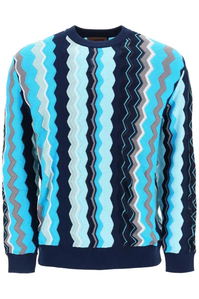 Shop Missoni Zigzag Sweater In Blu