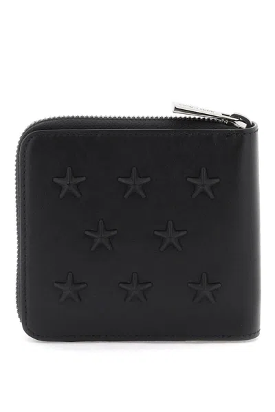 Shop Jimmy Choo Zip-around Wallet With Stars In Nero