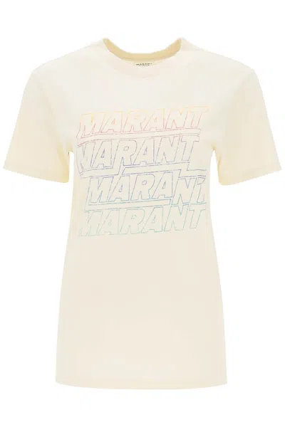 Shop Isabel Marant Étoile Zoeline T-shirt With Logo Print In Giallo