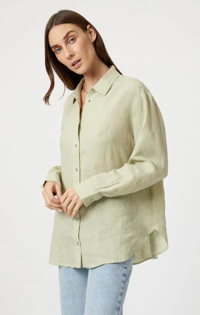 Mavi Linen Button-up Shirt In Lint In Green