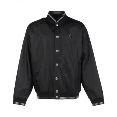 Shop Prada Re-nylon * Cotton Fleece Bomber Jacket Polyamide Cotton Reversible In Multi