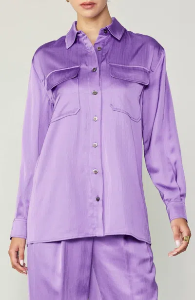 Shop Current Air Silky Buttoned Shirt In Royal Lilac In Purple