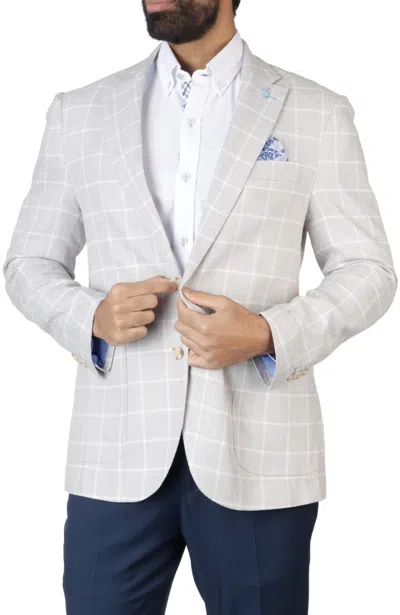 Shop Tailorbyrd Soft Grey Windowpane Textured Sport Coat