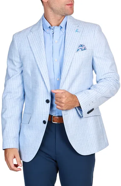 Shop Tailorbyrd French Blue Striped Sport Coat In Multi