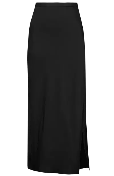 Shop Bishop + Young Bias Cut Midi Slip Skirt In Crush In Black