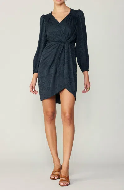 Shop Current Air V-neck Smocked Shoulder Dress In Charcoal In Grey