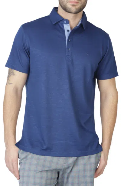 Shop Tailorbyrd Contrast Trim Luxe Pique Polo In Blue
