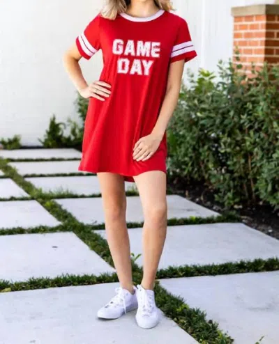 Shop Southern Grace Game Day Dress In Game Day Block Print In Red