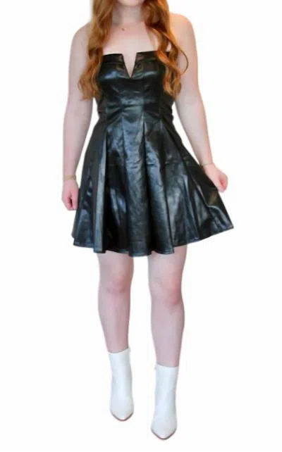 Shop Edit By Nine Alex Faux Leather Dress In Black In Blue