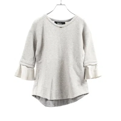 Shop The Reracs Tops Frill Cotton Gray In Grey