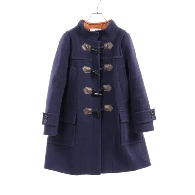 Shop Sacai Luck Duffle Coat Wool Navy In Blue