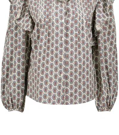 Shop Bishop + Young Thea Ruffle Blouse In Cypress In Grey