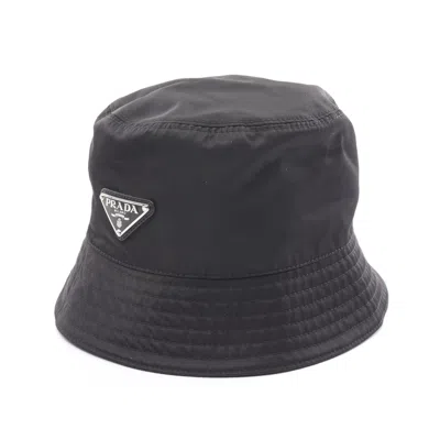 Shop Prada Re-nylon Bucket Hat Nylon  Logo Plate In Black