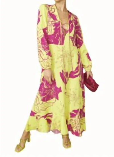 Shop Jayley Sienna Floral Maxi Dress In Yellow/magenta