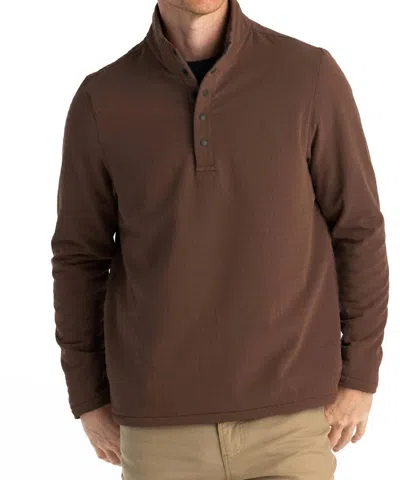 Shop Free Fly Gridback Fleece Snap Pullover Sweatshirt In Mustang In Brown