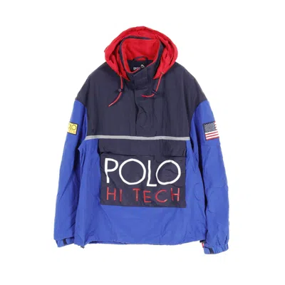 Shop Polo Ralph Lauren Hi-tech Colour Block Pullover Jacket Anorak Jacket Nylon Navy Multicolor Hooded