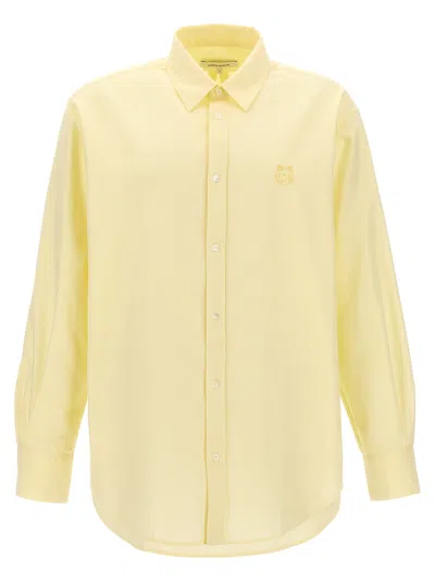 Shop Maison Kitsuné Contour Fox Head Skate Shirt, Blouse In Yellow