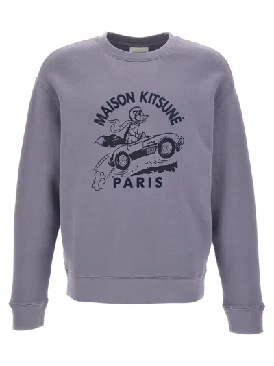 Shop Maison Kitsuné Racing Fox Sweatshirt In Light Blue