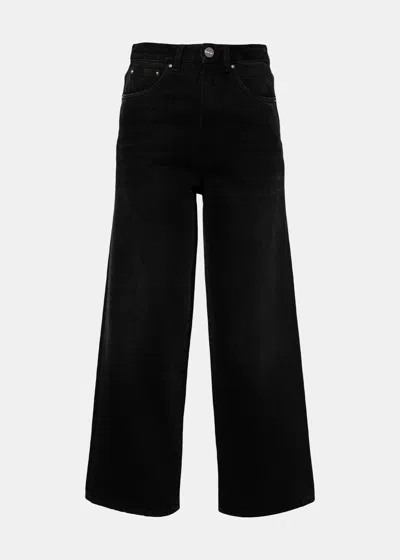 Shop Totême Toteme Black High-waist Straight-leg Jeans In Faded Black