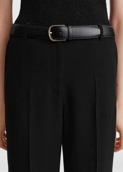 Shop Totême Toteme Black Pressed-crease Straight Trousers