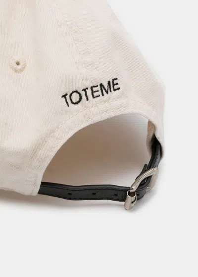 Shop Totême Toteme Off White Leather-trim Baseball Cap In Pebble