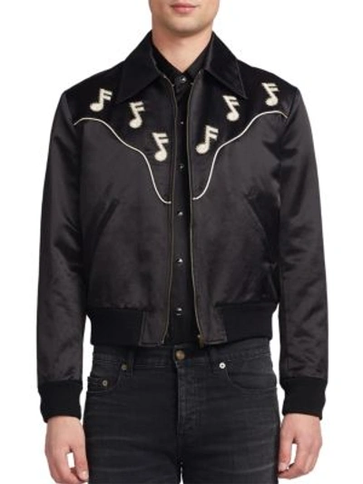 Shop Saint Laurent Webster Satin Jacket In Black