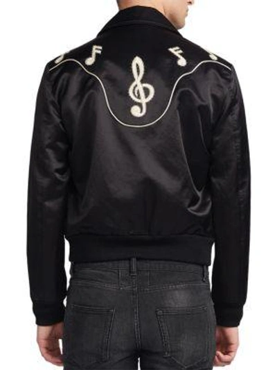 Shop Saint Laurent Webster Satin Jacket In Black