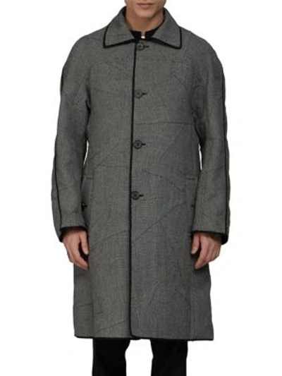 Shop Lanvin Checkered Cotton Trimmed Coat In Black