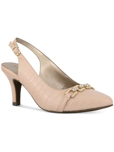 Shop Karen Scott Gildyy Womens Patent Embossed Slingback Heels In Gold