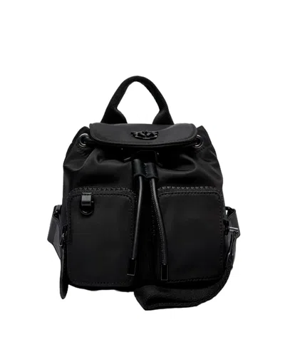 Shop Pinko Logo Plaque Drawstring Backpack In Black